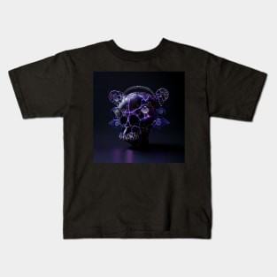 Purple techno skull (1) Kids T-Shirt